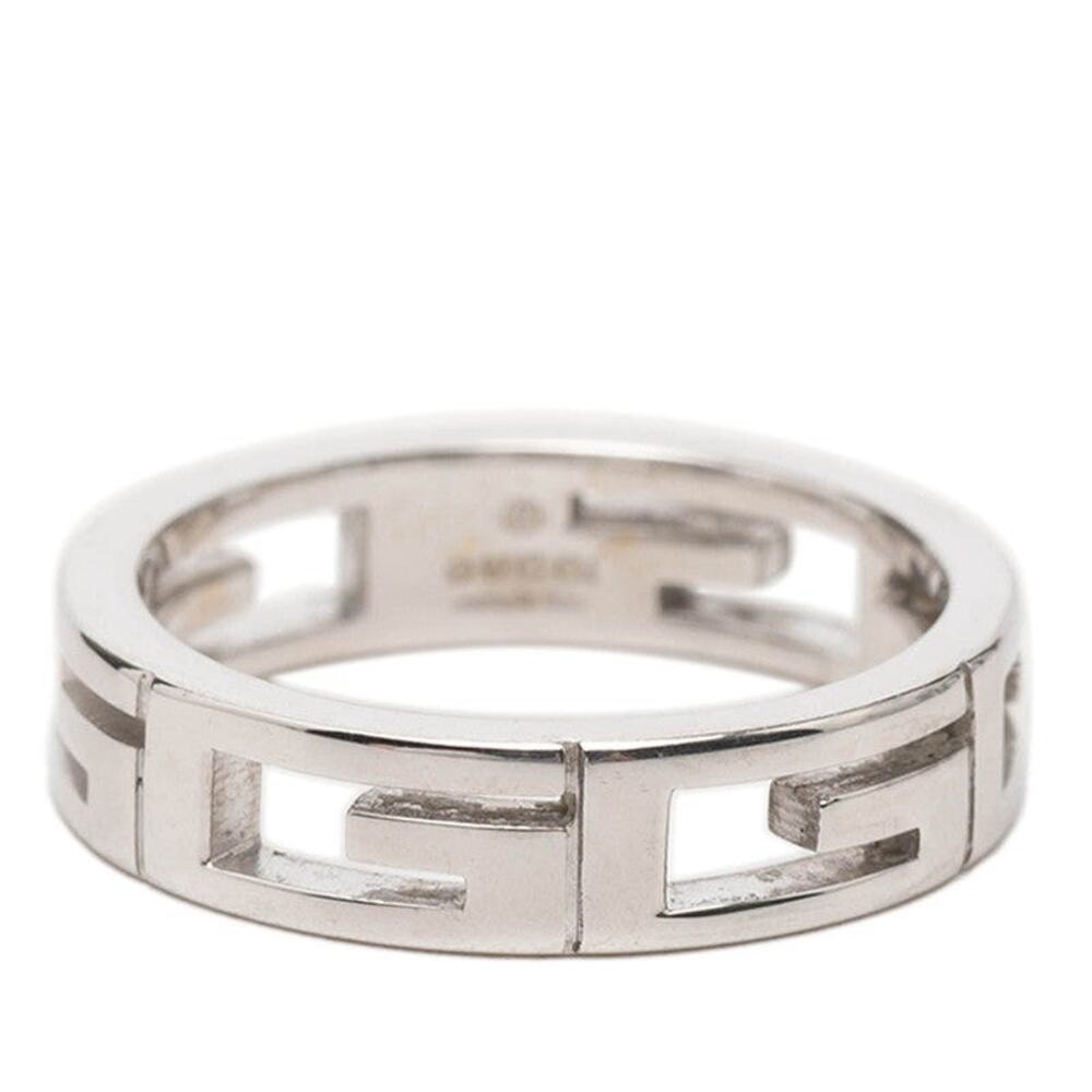 Gucci G Logo Ring 18K White Gold Silver